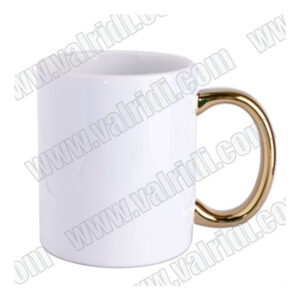Чашка белая с золотой ручкой 11oz