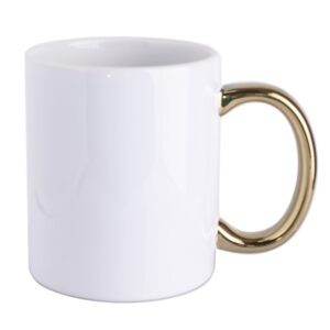Чашка белая с золотой ручкой 11oz