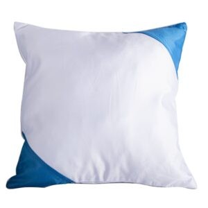 Наволочка белая полиэстер 40х40см с цветными углами голубая