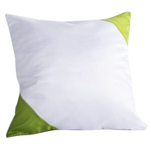 Наволочка белая полиэстер 40х40см с цветными углами салатовая