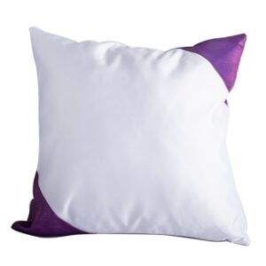 Наволочка белая полиэстер 40х40см с цветными углами сиреневая