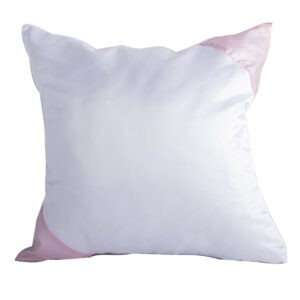 Наволочка белая полиэстер 40х40см с цветными углами розовая