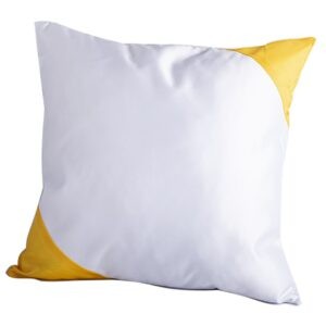 Наволочка белая полиэстер 40х40см с цветными углами желтая
