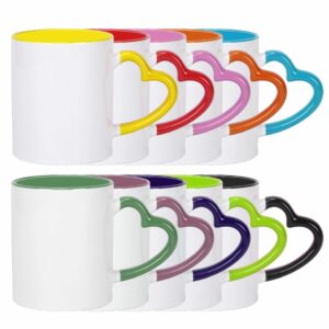 Цветная внутри и ручка 11 oz, ручка «Сердце»